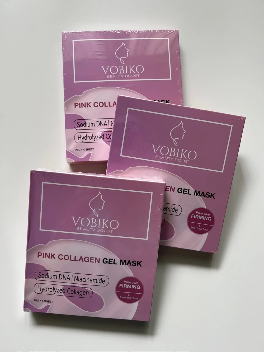 PDRN Pink Collagen Hydrogel Face Masks 12 Pack Sodium DNA Glass Skin VOBIKO Set